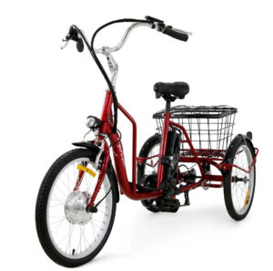 röd elcykel 3 hjul